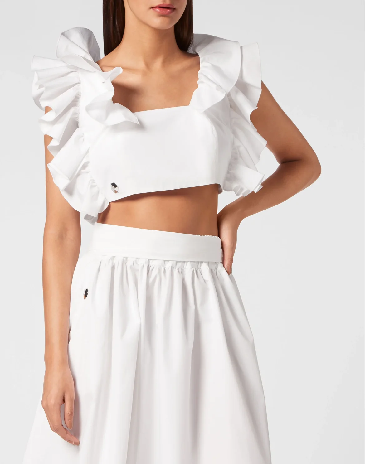 Volant Cropped Top, цвет: Белый