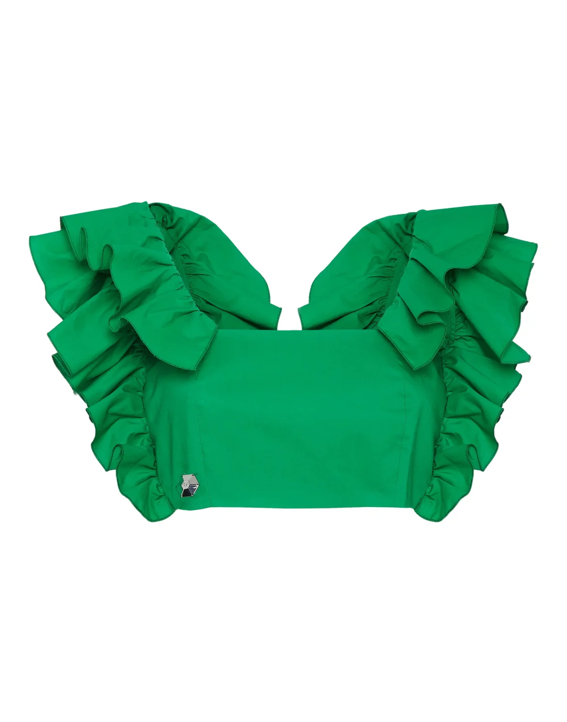 Volant Cropped Top, цвет: Зеленый