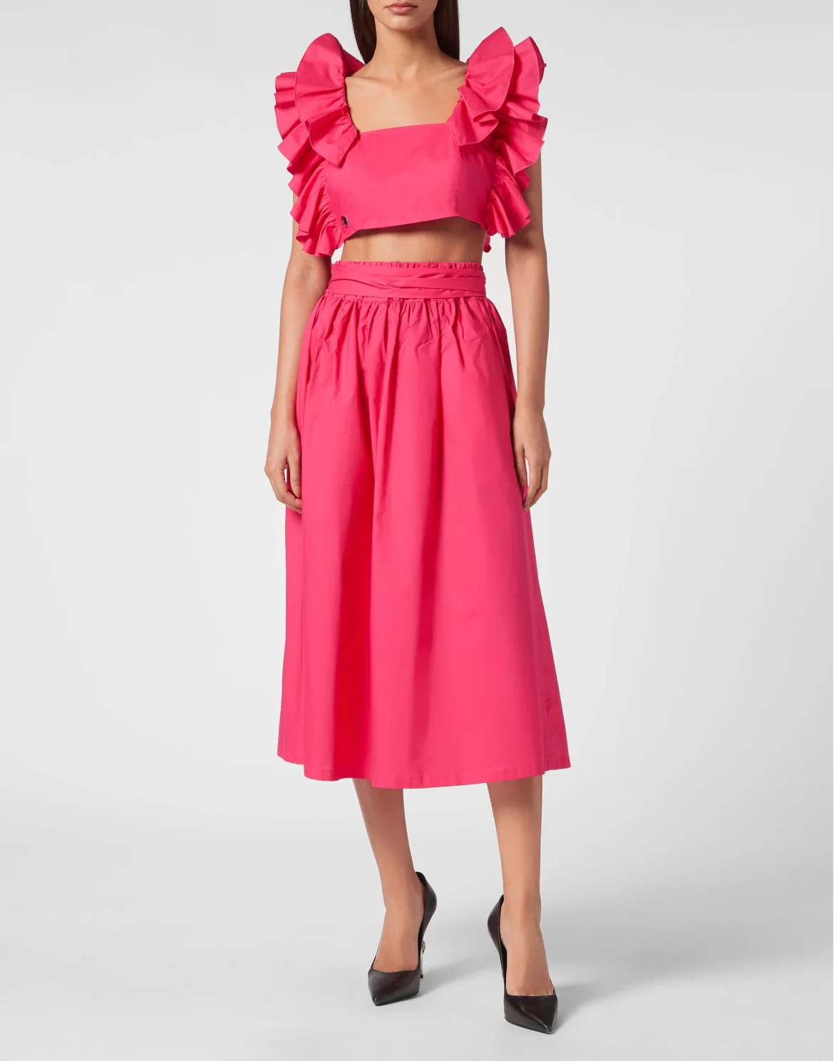 Volant Cropped Top, цвет: Розовый