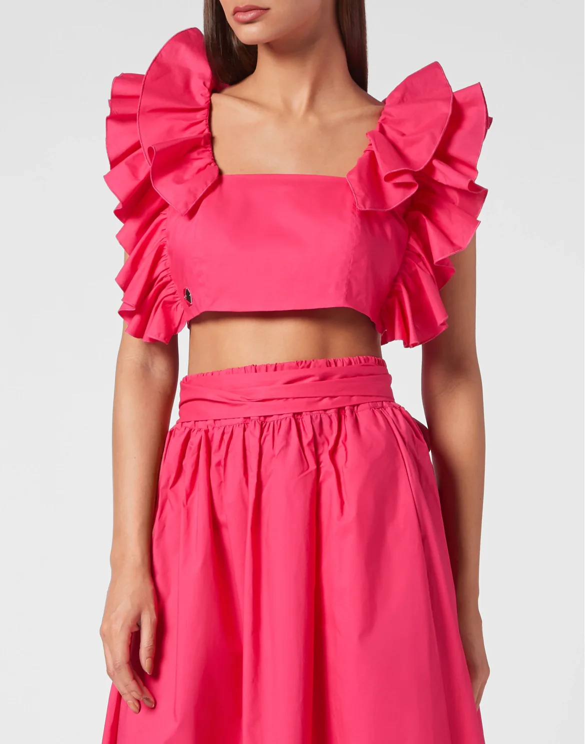 Volant Cropped Top, цвет: Розовый
