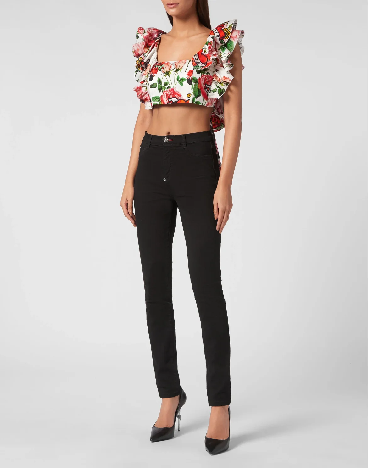 Volant Cropped Top Love, цвет: Белый