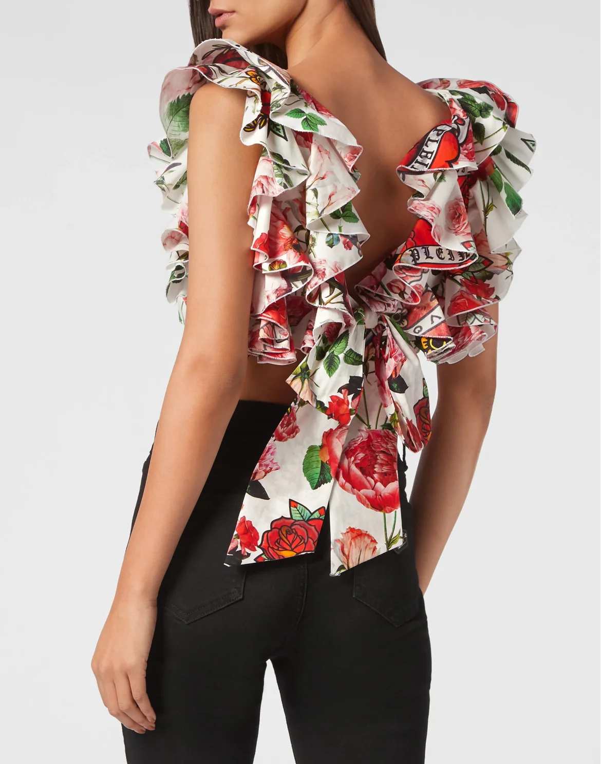 Volant Cropped Top Love, цвет: Белый