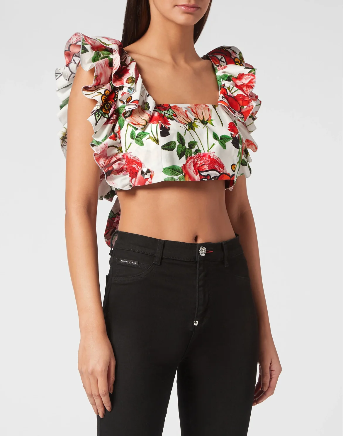 Volant Cropped Top Love, цвет: Белый