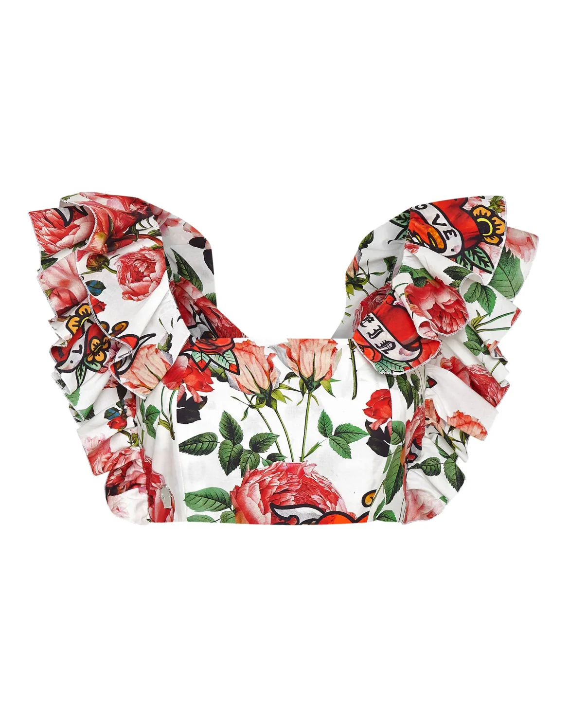 Volant Cropped Top Love, цвет: Белый