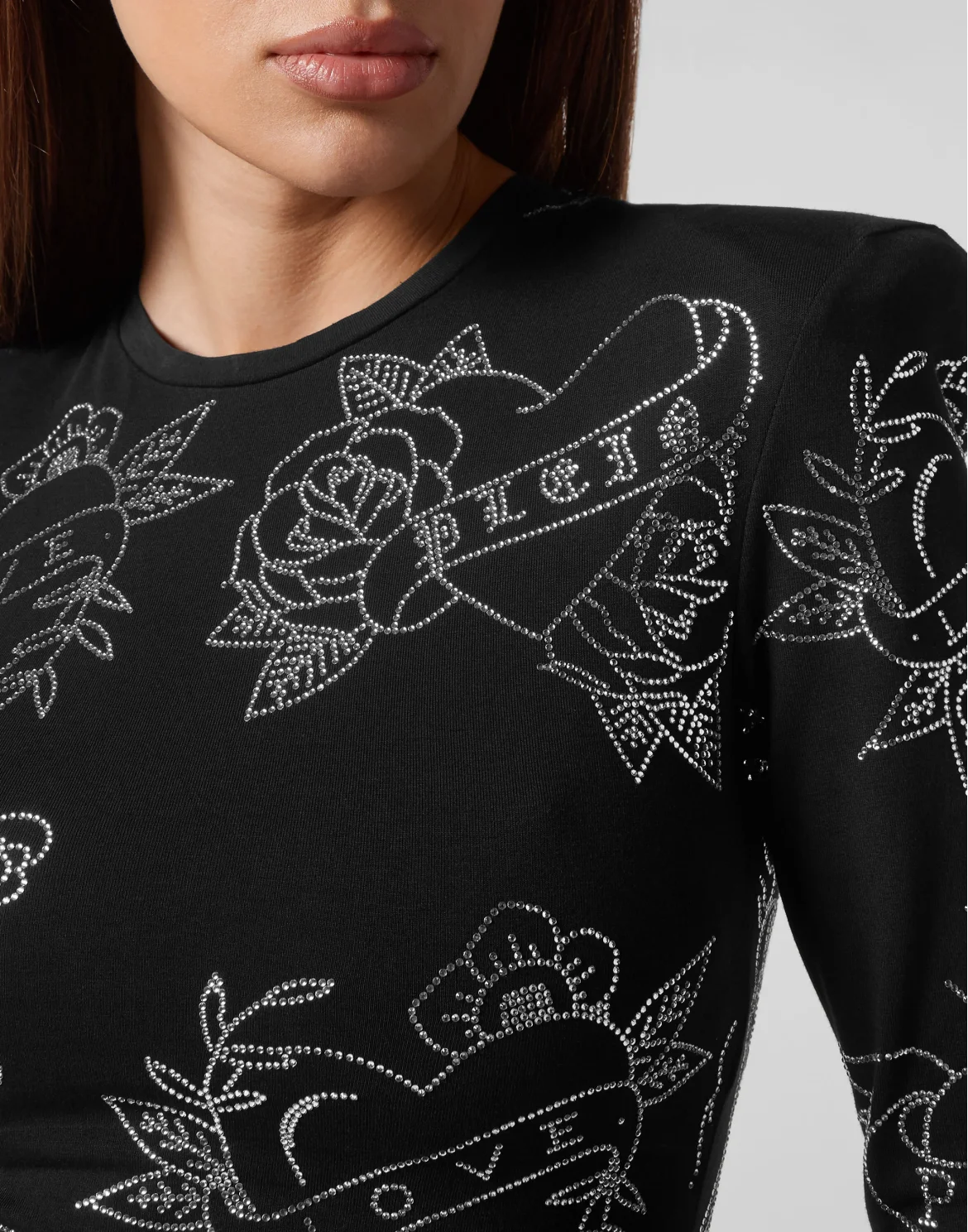 Shoulder Pads Cropped Top LS Love, цвет: Черный