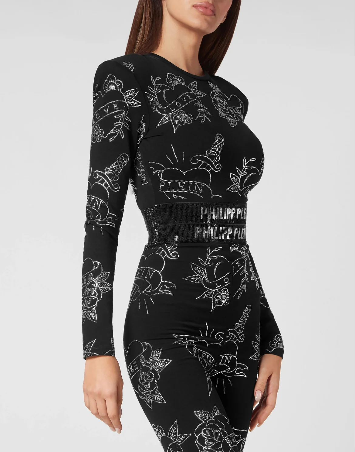 Shoulder Pads Cropped Top LS Love, цвет: Черный