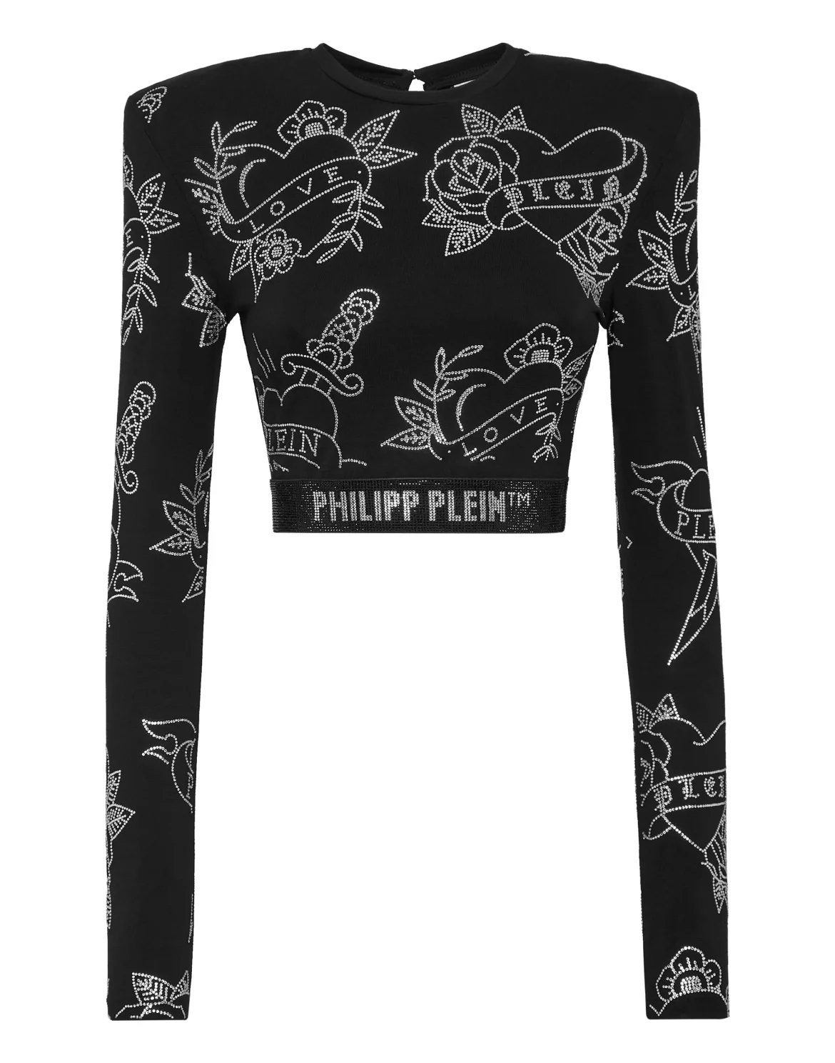 Shoulder Pads Cropped Top LS Love, цвет: Черный