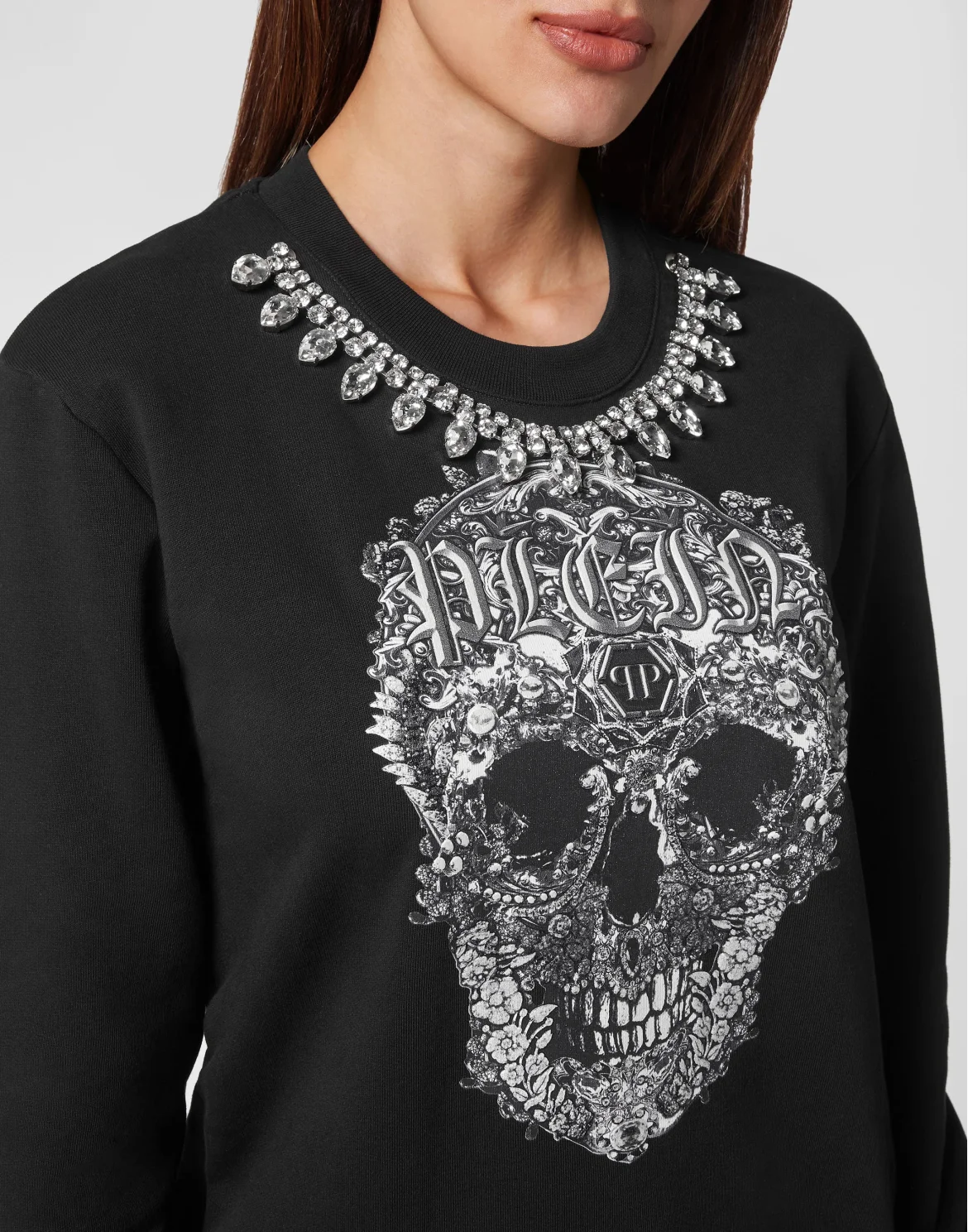 Oversize Pullover LS Baroque Skull, цвет: Черный