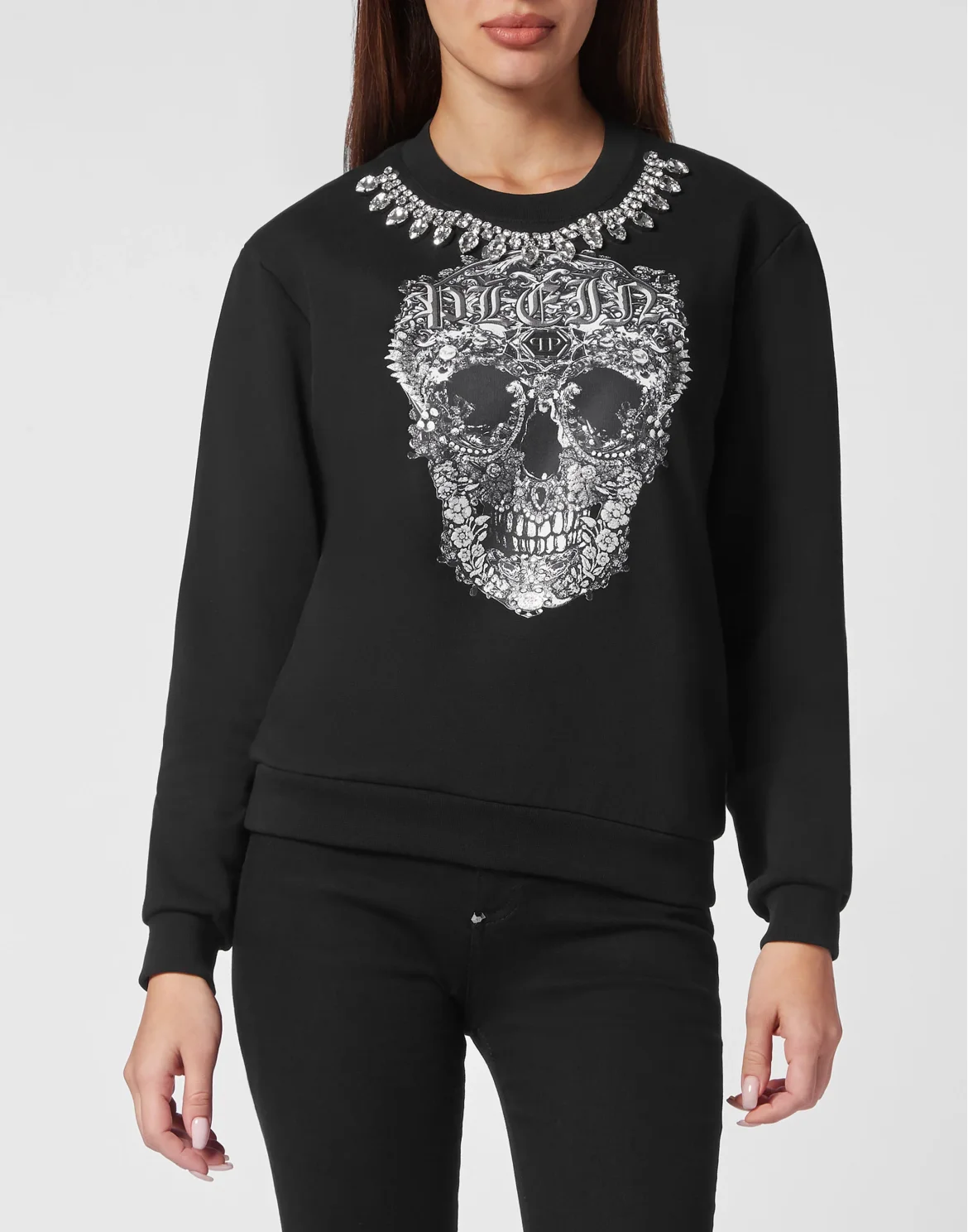 Oversize Pullover LS Baroque Skull, цвет: Черный
