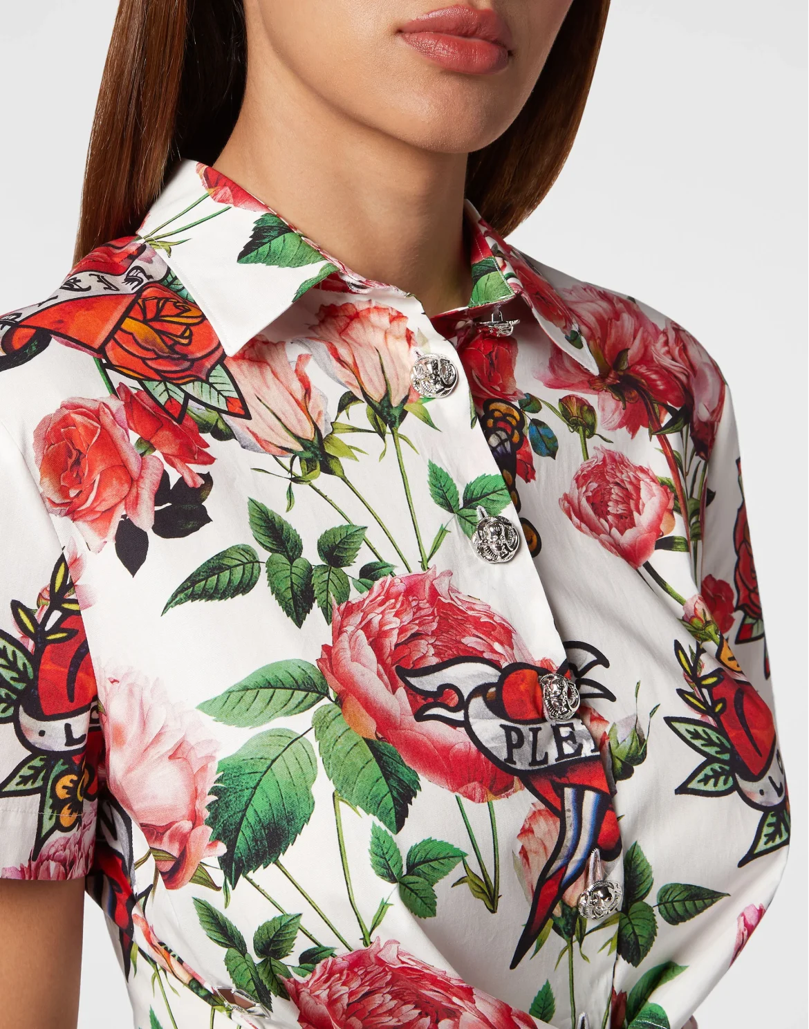 Cropped Shirt With Tie Detail Love, цвет: Белый