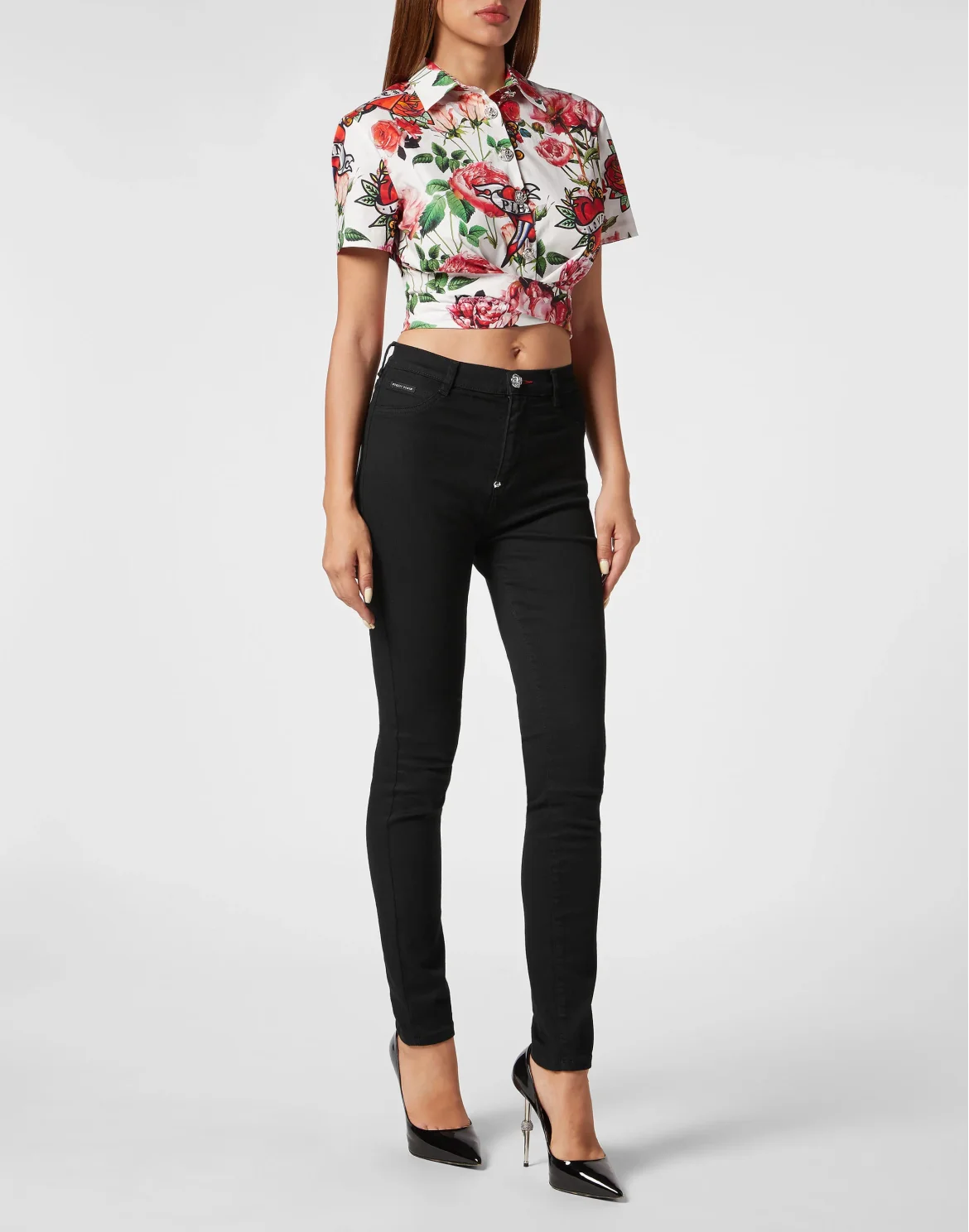 Cropped Shirt With Tie Detail Love, цвет: Белый
