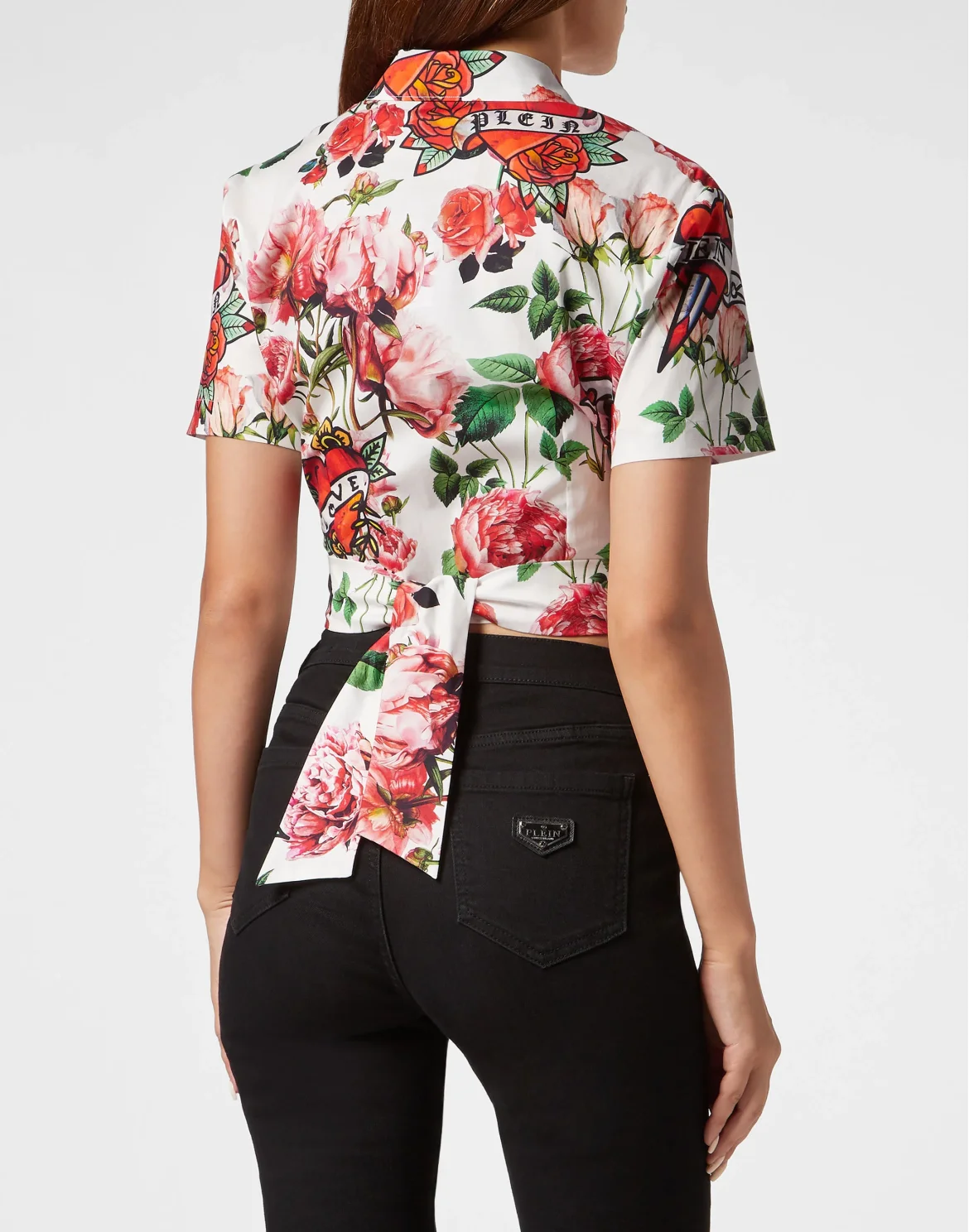 Cropped Shirt With Tie Detail Love, цвет: Белый