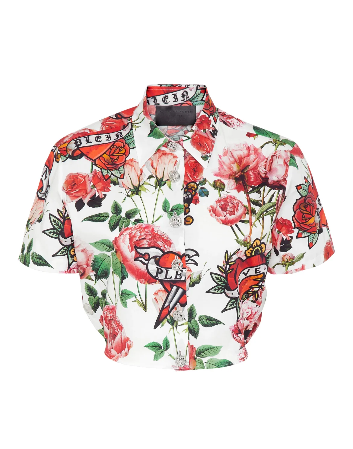 Cropped Shirt With Tie Detail Love, цвет: Белый