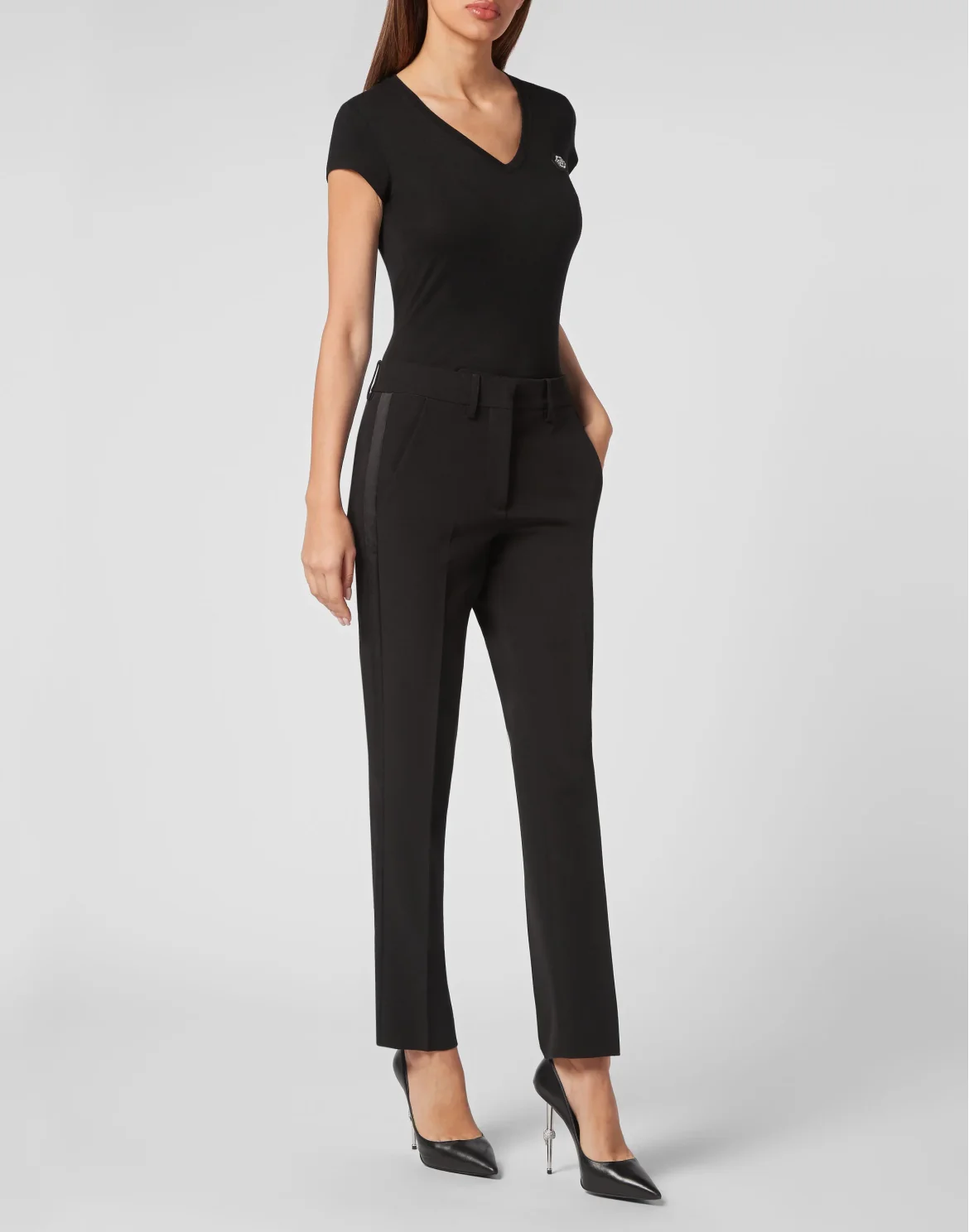 Satin Office Trousers, цвет: Черный