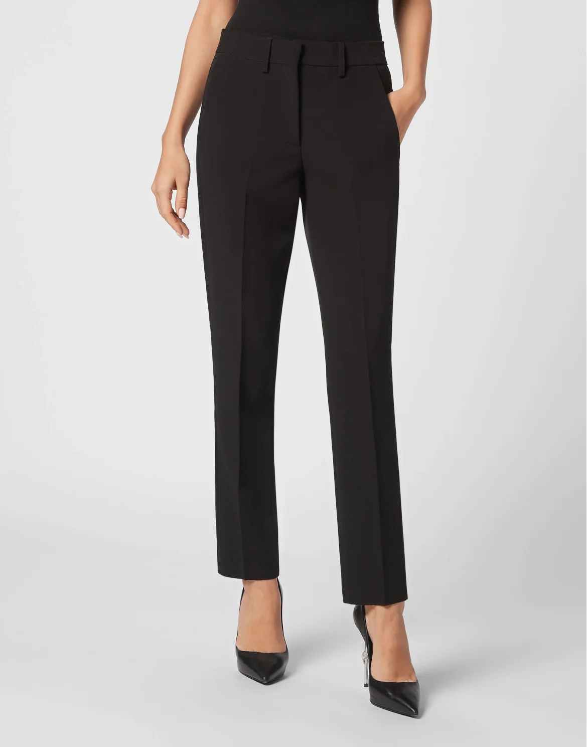 Satin Office Trousers, цвет: Черный