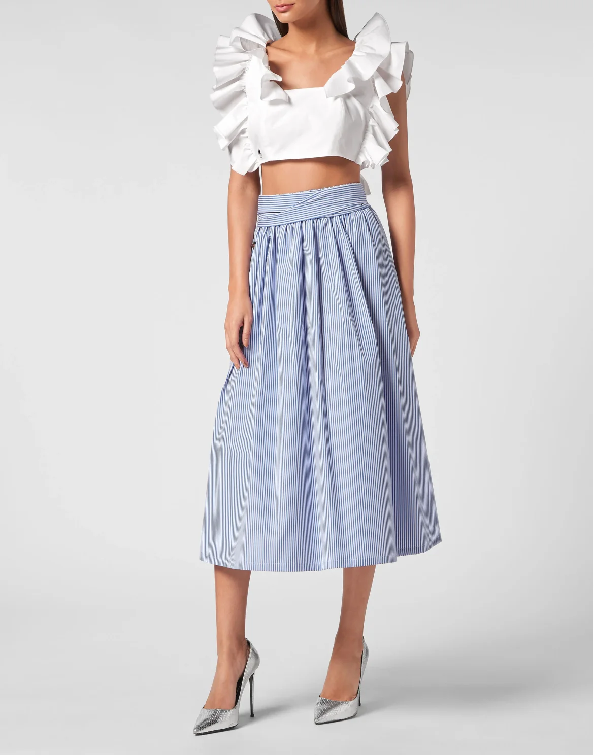 Striped Midi Skirt, цвет: Голубой