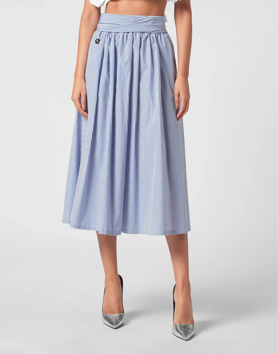 Striped Midi Skirt, цвет: Голубой