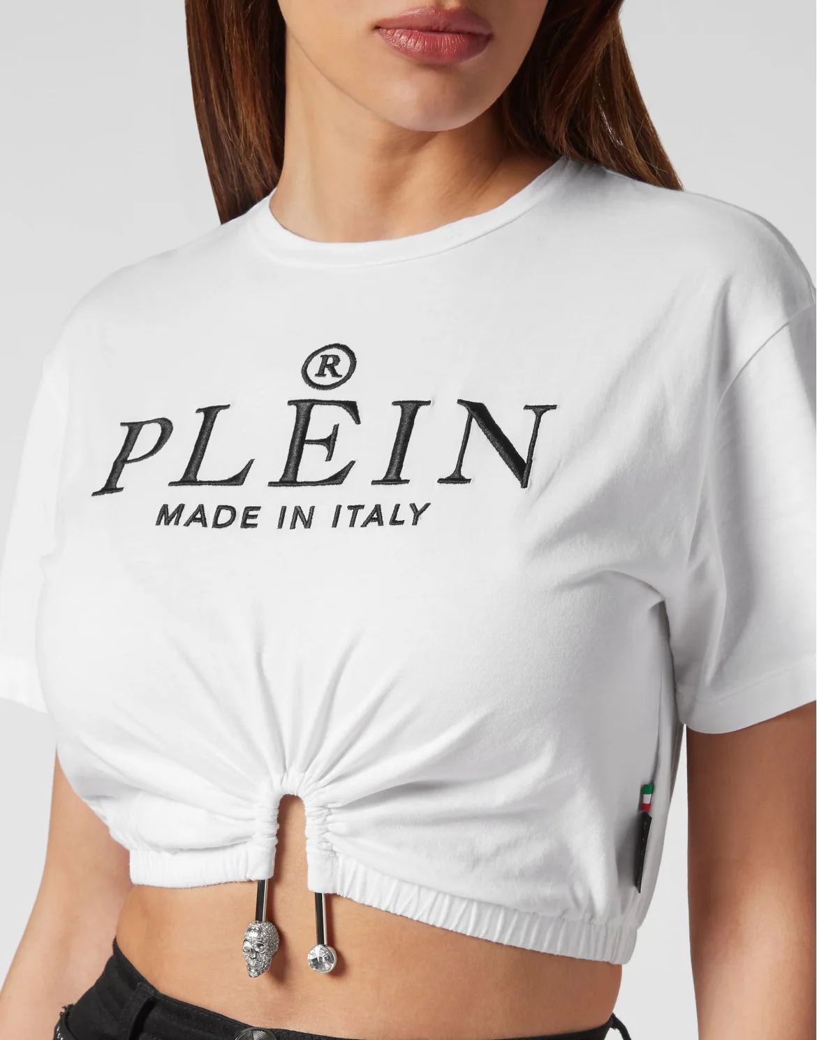 Cropped T-shirt Iconic Plein, цвет: Белый