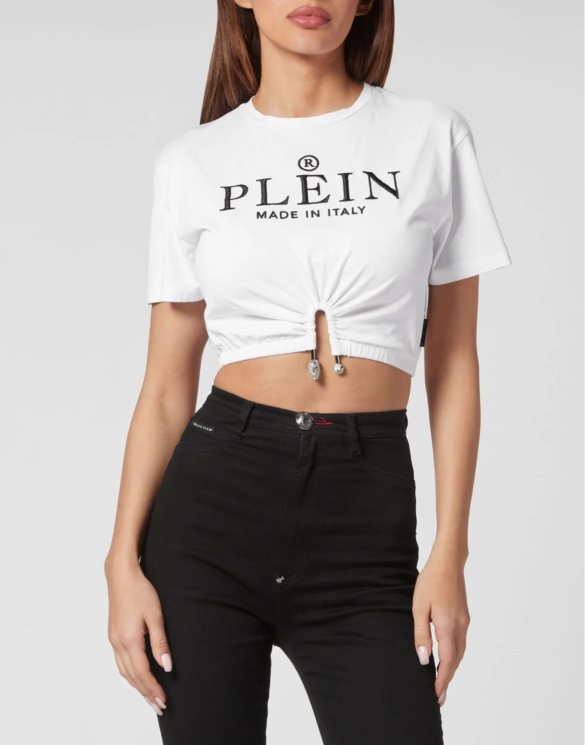 Cropped T-shirt Iconic Plein, цвет: Белый