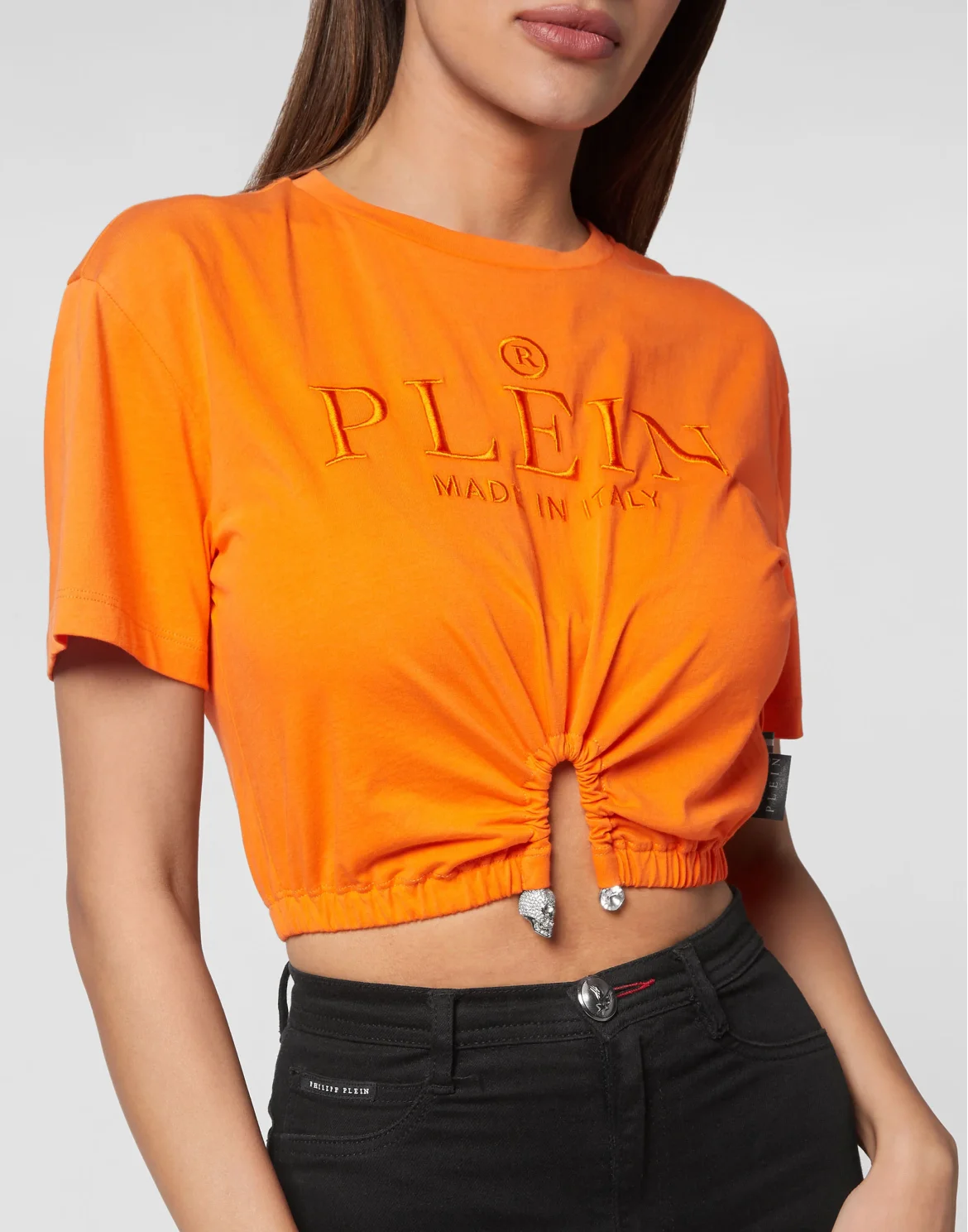 Cropped T-shirt Iconic Plein, цвет: Оранжевый