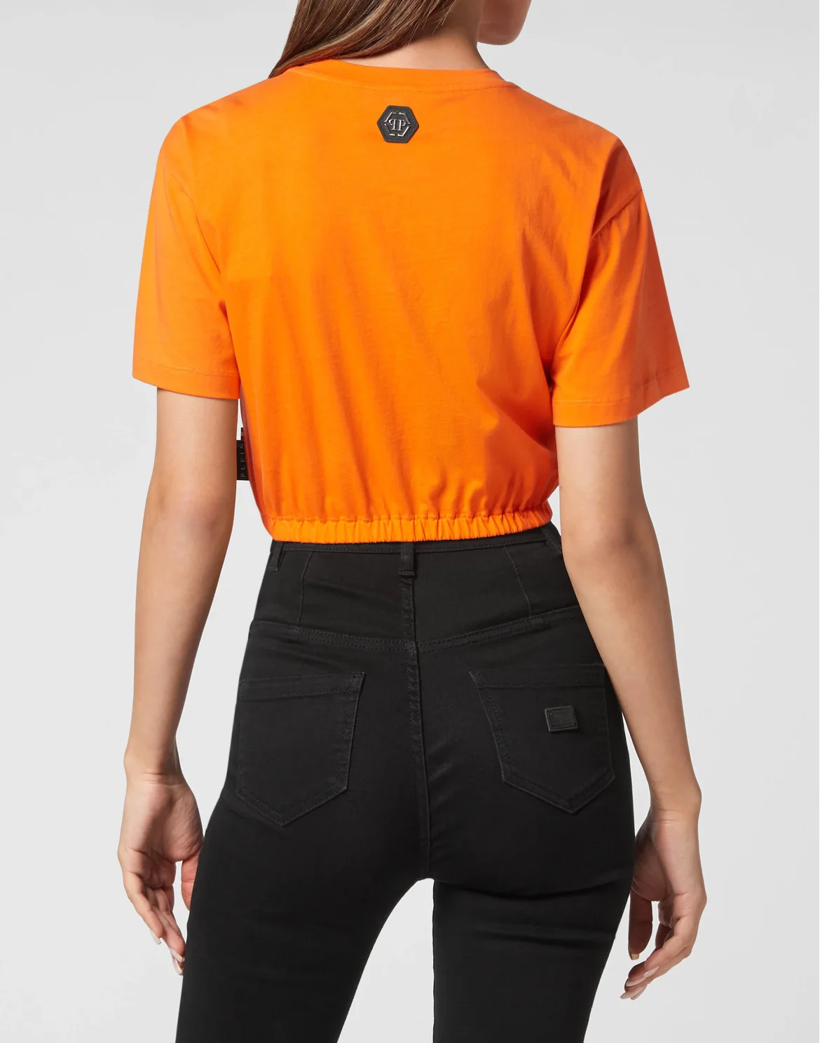 Cropped T-shirt Iconic Plein, цвет: Оранжевый