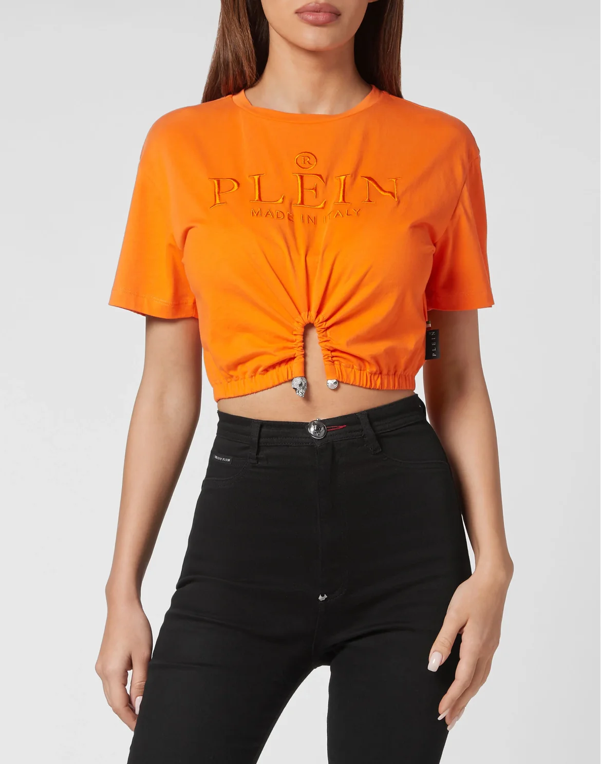 Cropped T-shirt Iconic Plein, цвет: Оранжевый