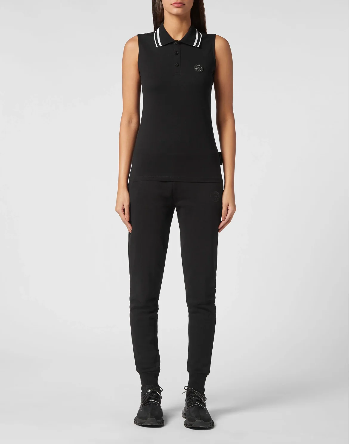 Sleeveless Polo Shirt, цвет: Черный