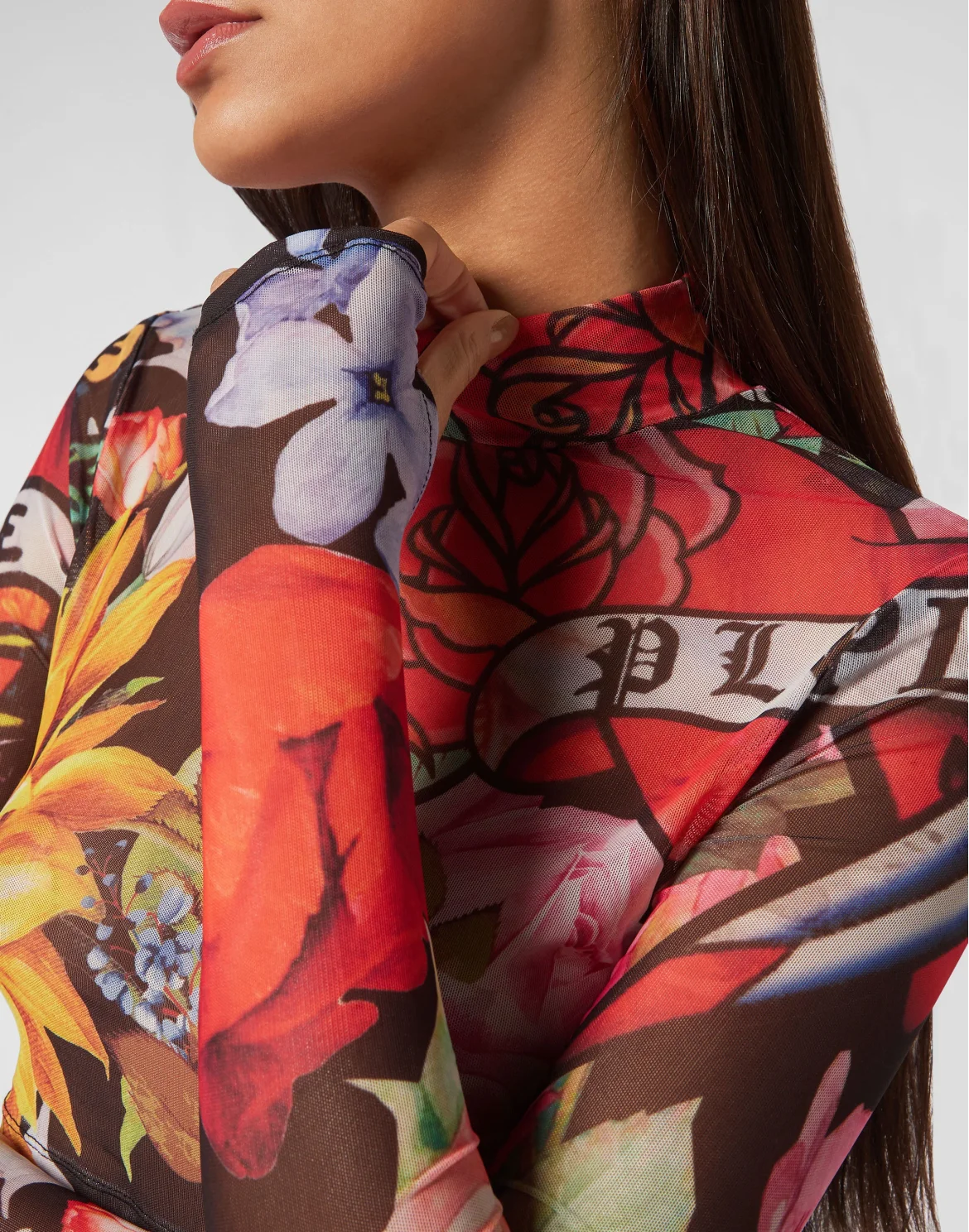Cropped T-shirt LS Love Flowers, цвет: Черный