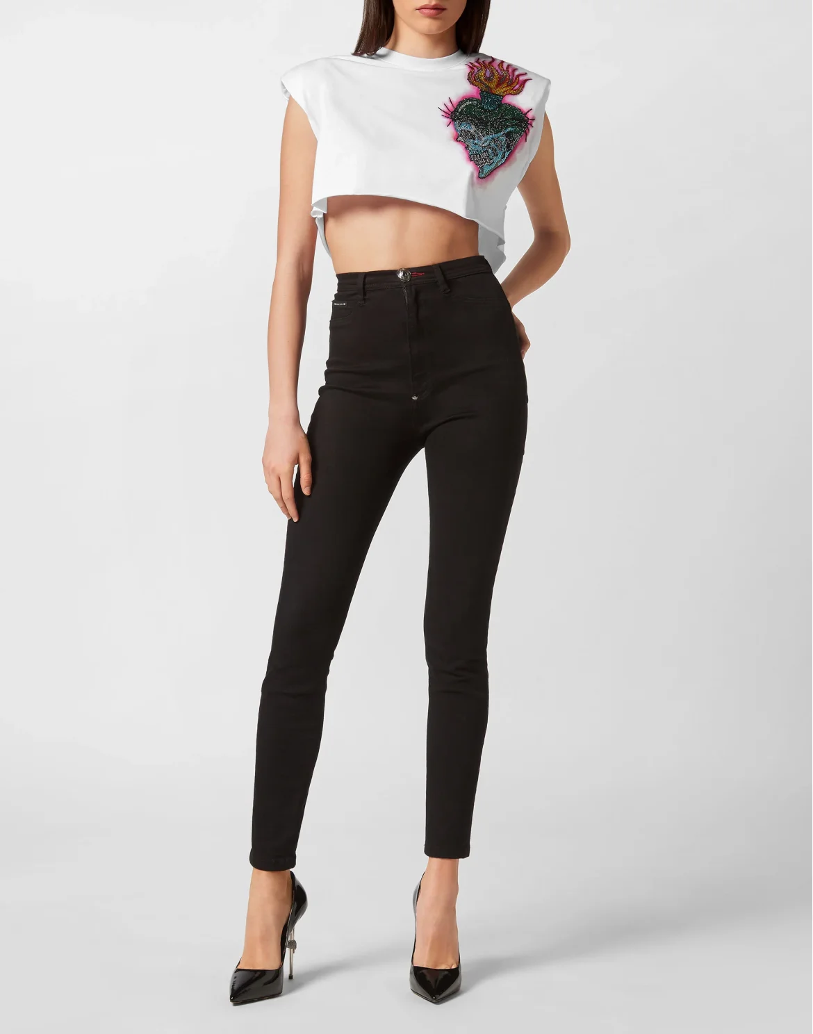 Shoulder Pads Cropped Top Love Tattoo, цвет: Белый