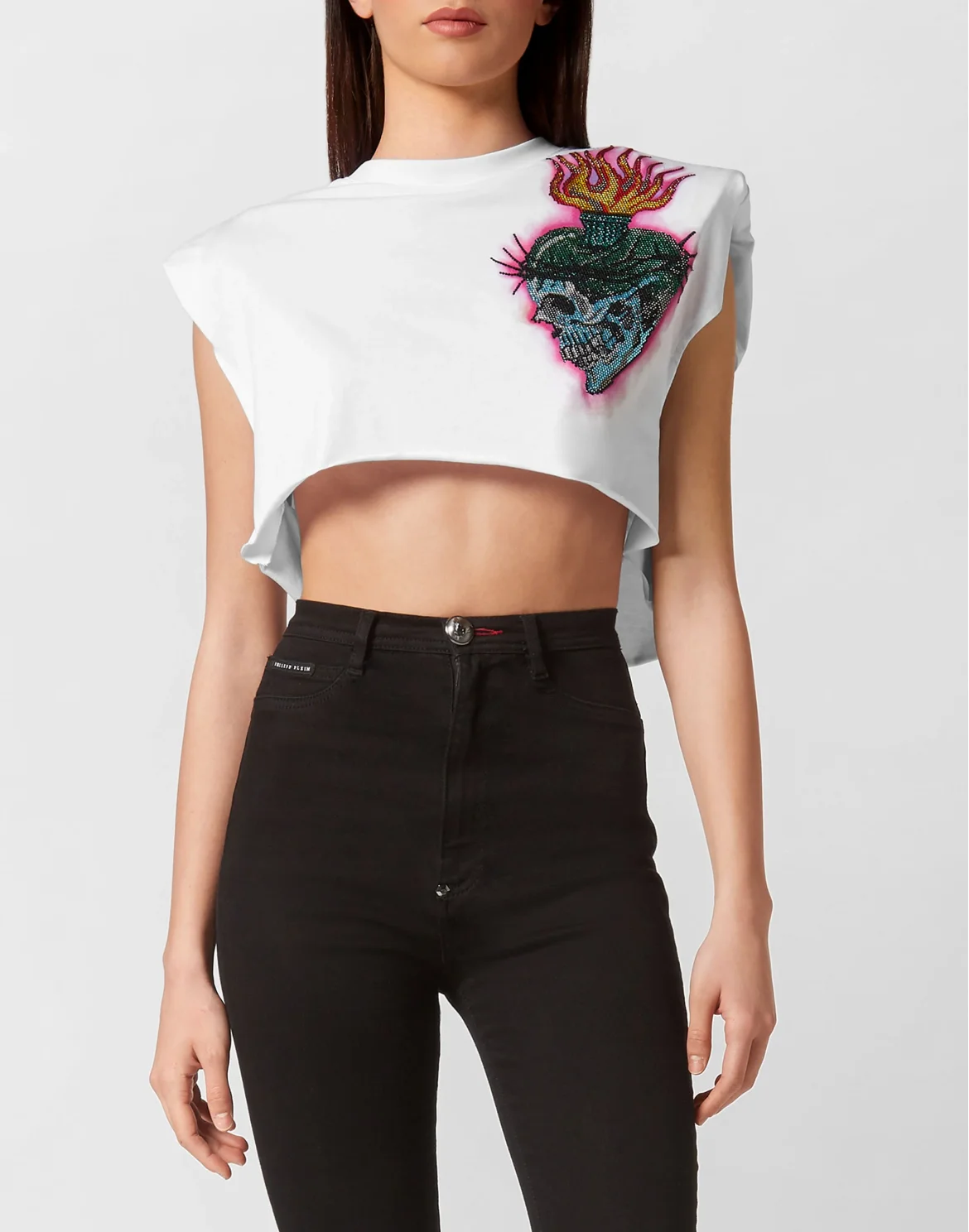 Shoulder Pads Cropped Top Love Tattoo, цвет: Белый