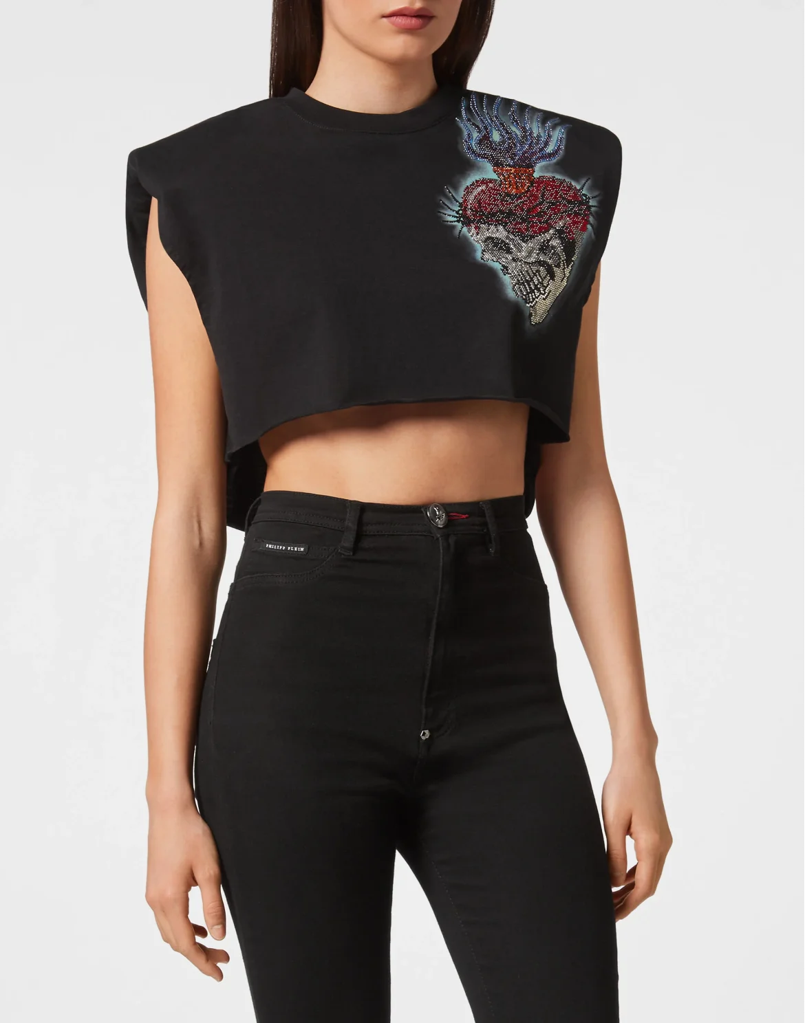 Shoulder Pads Cropped Top Love Tattoo, цвет: Черный