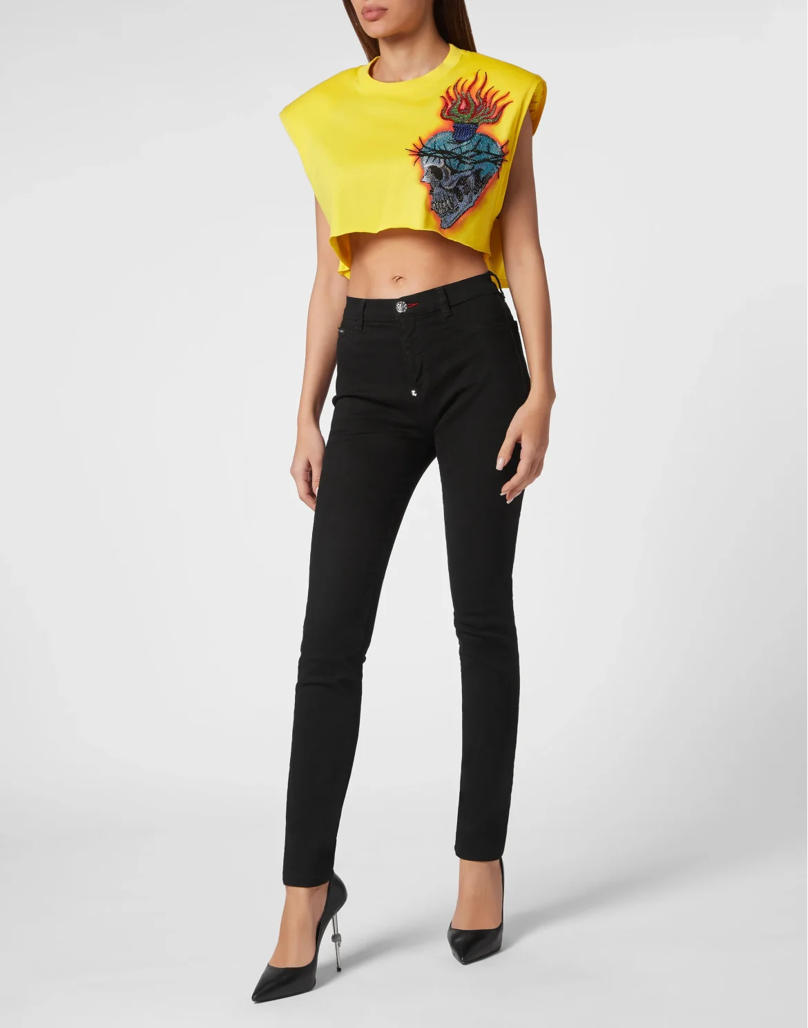 Shoulder Pads Cropped Top Love Tattoo, цвет: Желтый