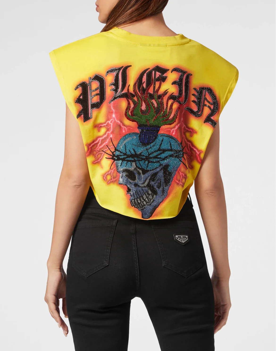 Shoulder Pads Cropped Top Love Tattoo, цвет: Желтый