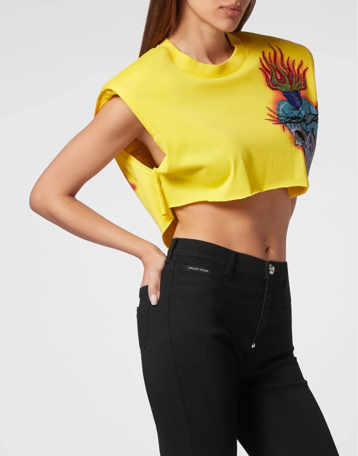Shoulder Pads Cropped Top Love Tattoo, цвет: Желтый