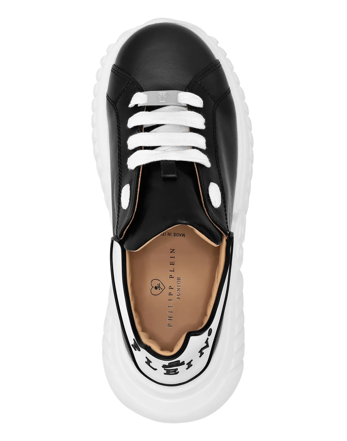 LEATHER LO-TOP SNEAKERS HEXAGON INSERT SOLE AND PLEIN, цвет: Черный