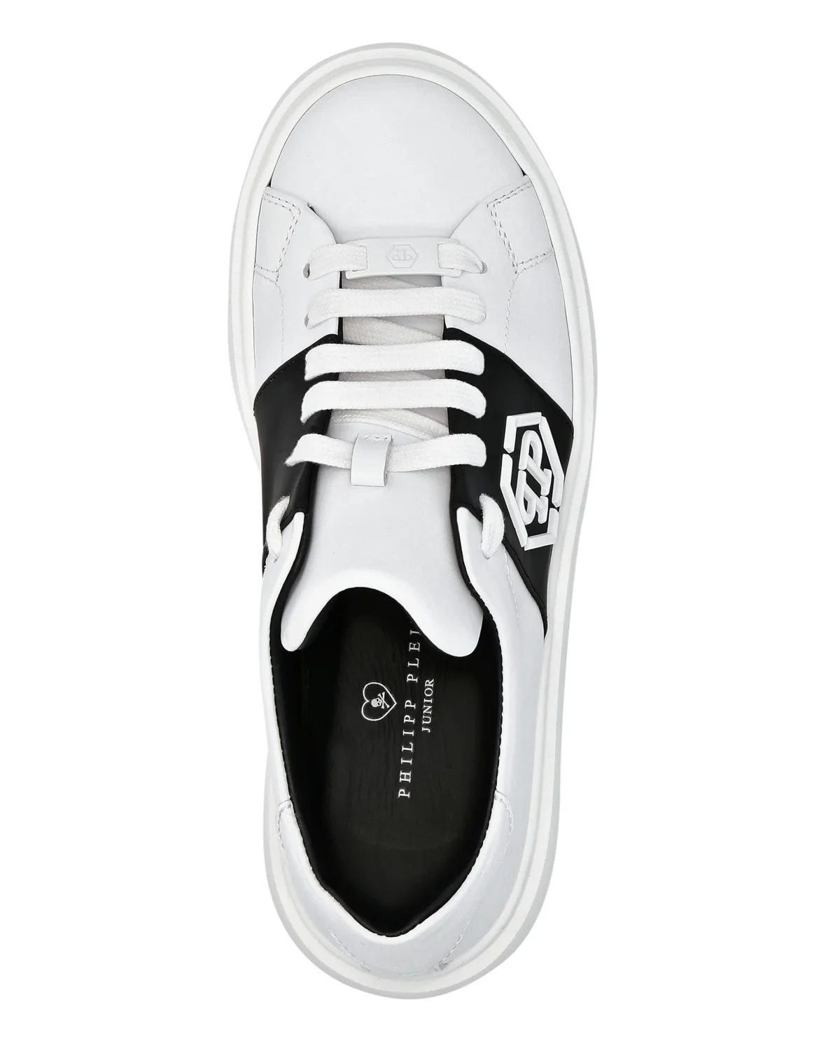 LEATHER LO-TOP SNEAKERS RUBBERISED HEXAGON, цвет: Белый