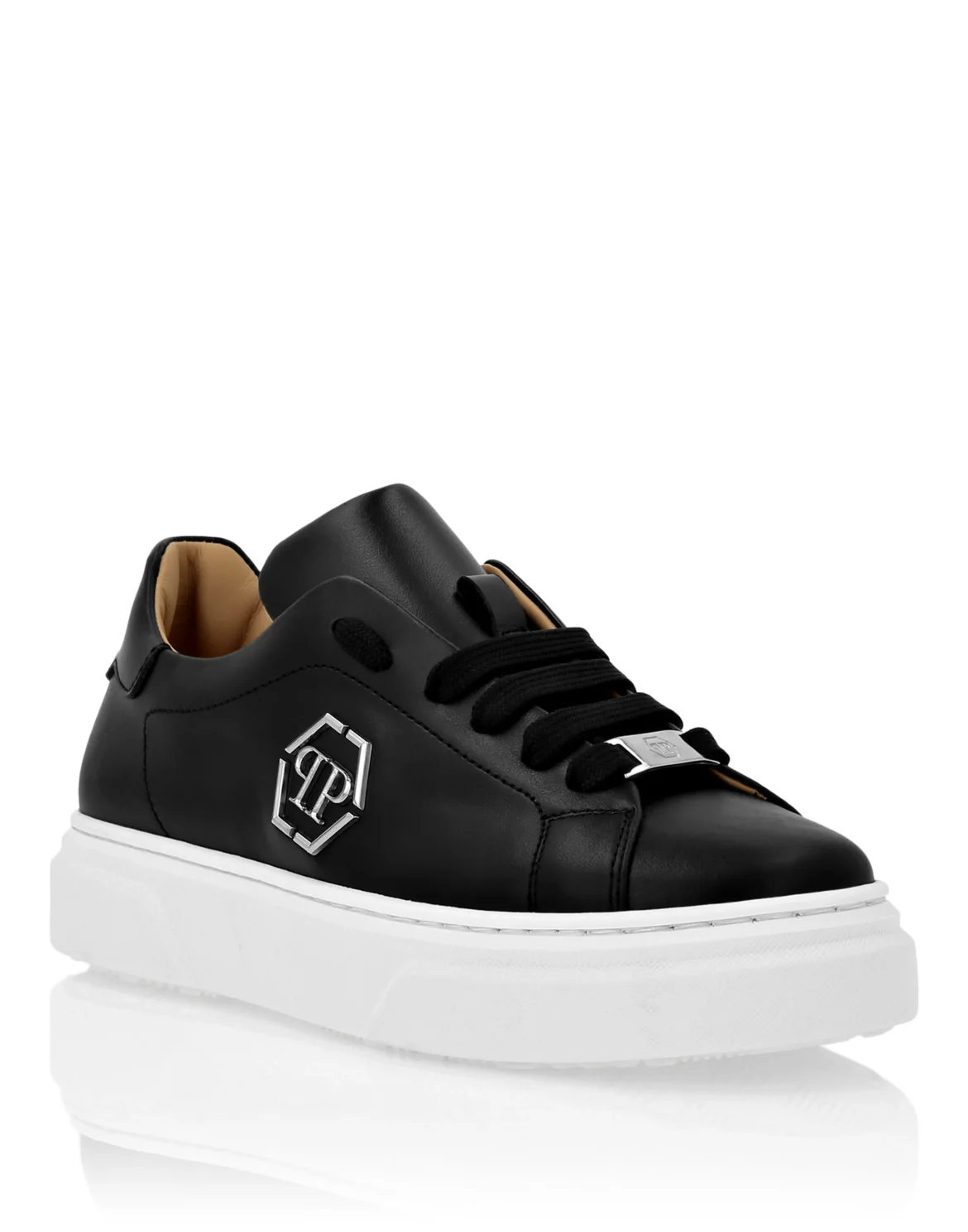 LEATHER LO-TOP SNEAKERS THE PLEIN ORIGINAL, цвет: Черный
