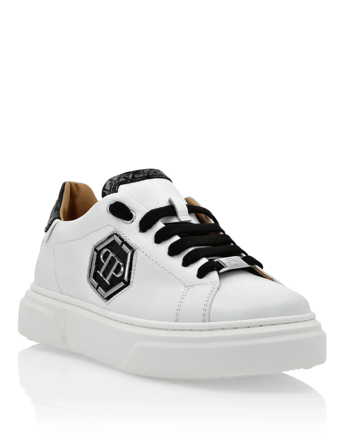 LEATHER LO-TOP SNEAKERS HEXAGON, цвет: Белый