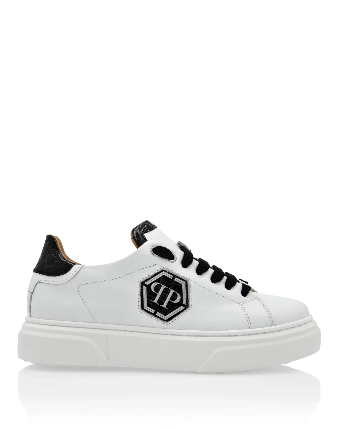 LEATHER LO-TOP SNEAKERS HEXAGON, цвет: Белый