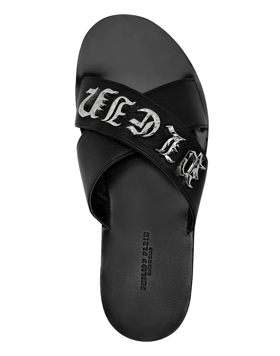 Matelasse Twist Slides Gothic Plein, цвет: Черный
