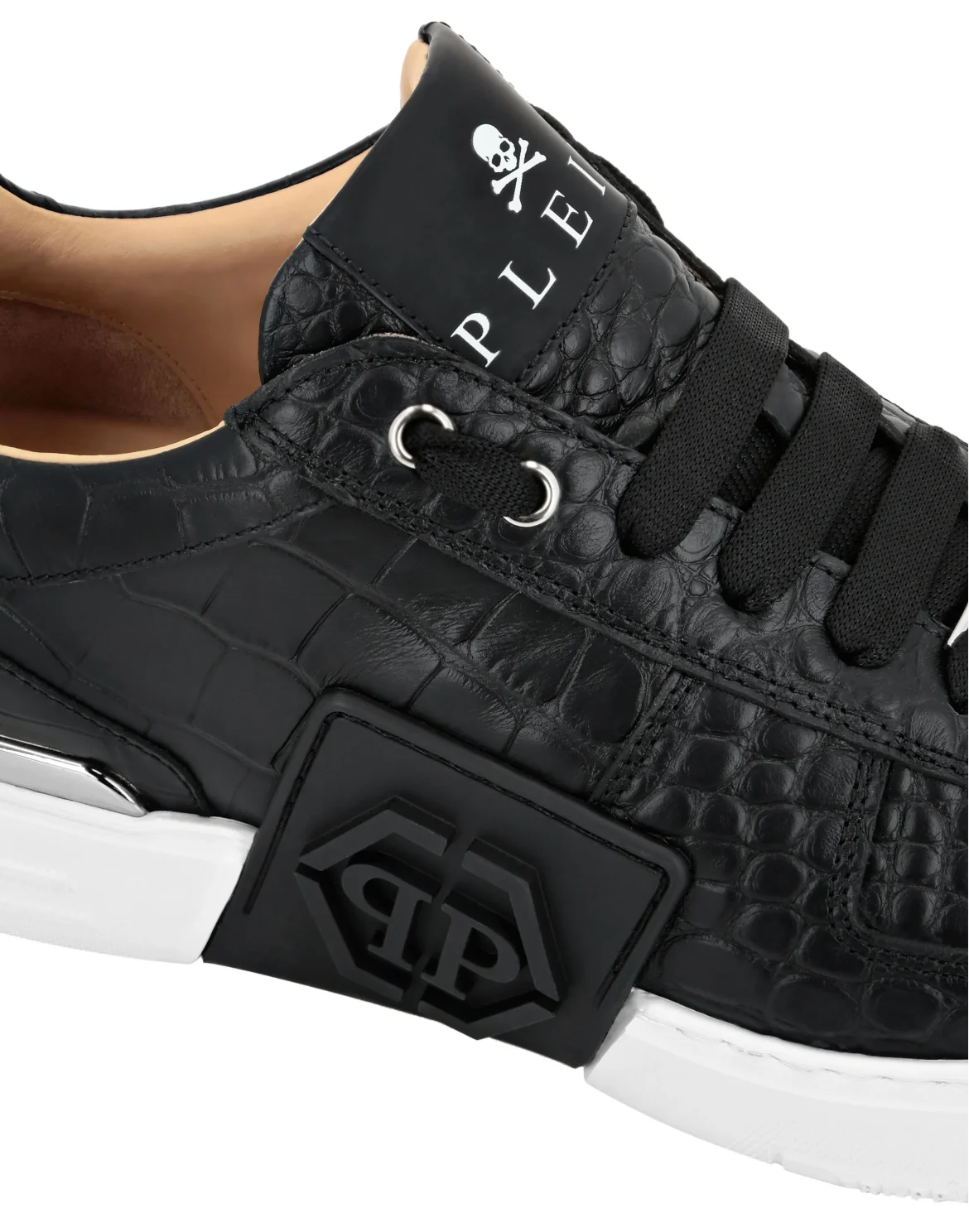 Leather Lo-Top Sneakers Hexagon, цвет: Черный