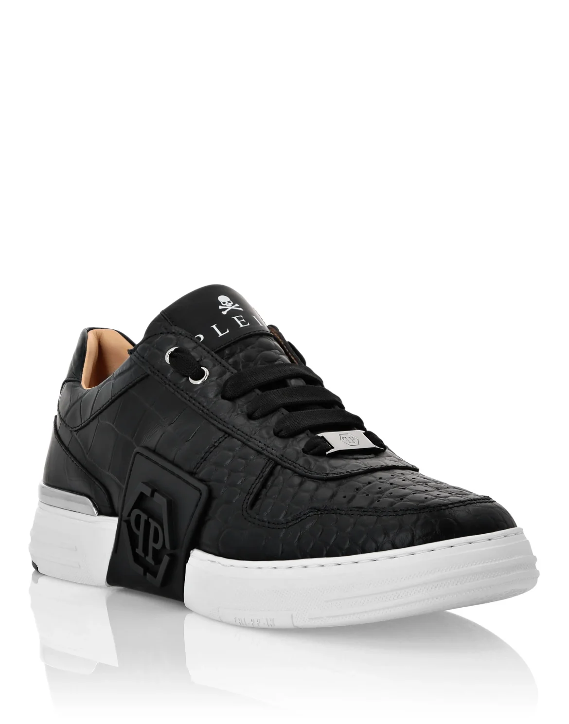 Leather Lo-Top Sneakers Hexagon, цвет: Черный