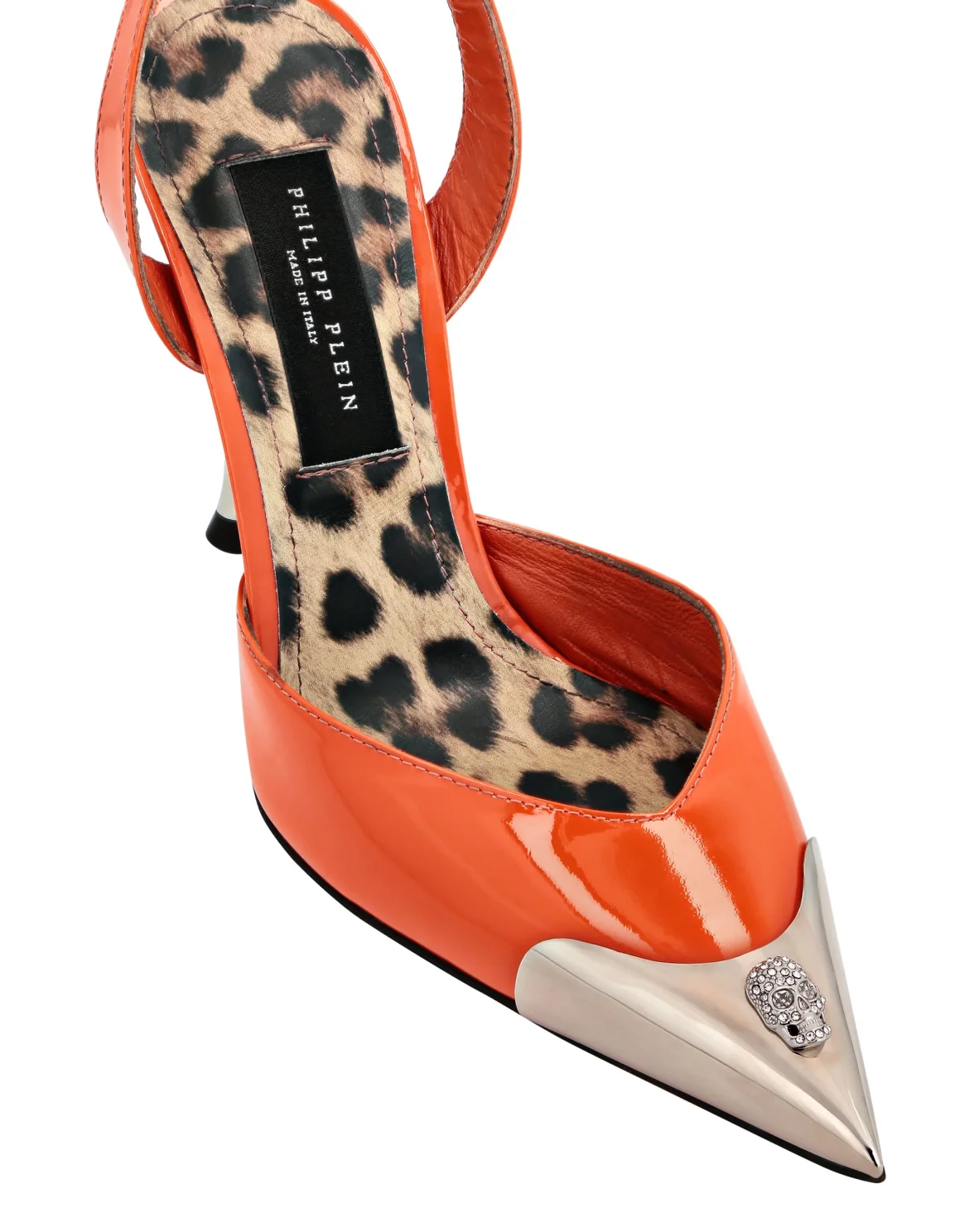 Cystal Skull Patent Leather Slingback, цвет: Оранжевый