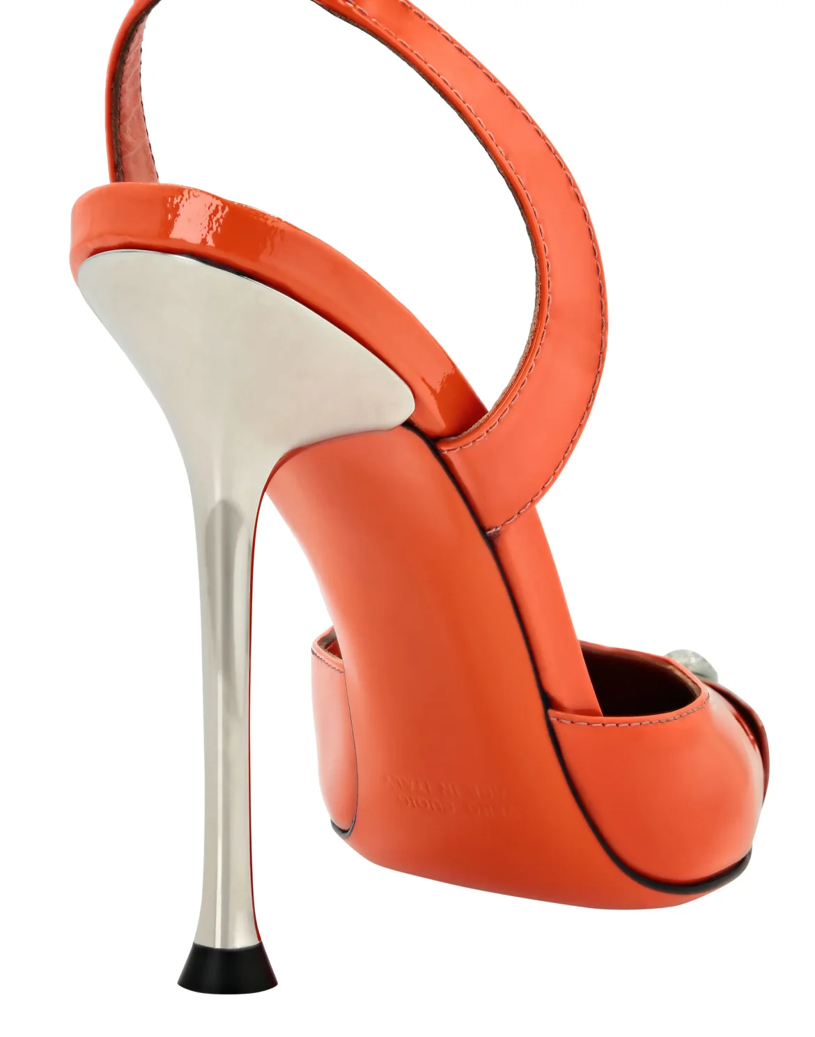 Cystal Skull Patent Leather Slingback, цвет: Оранжевый