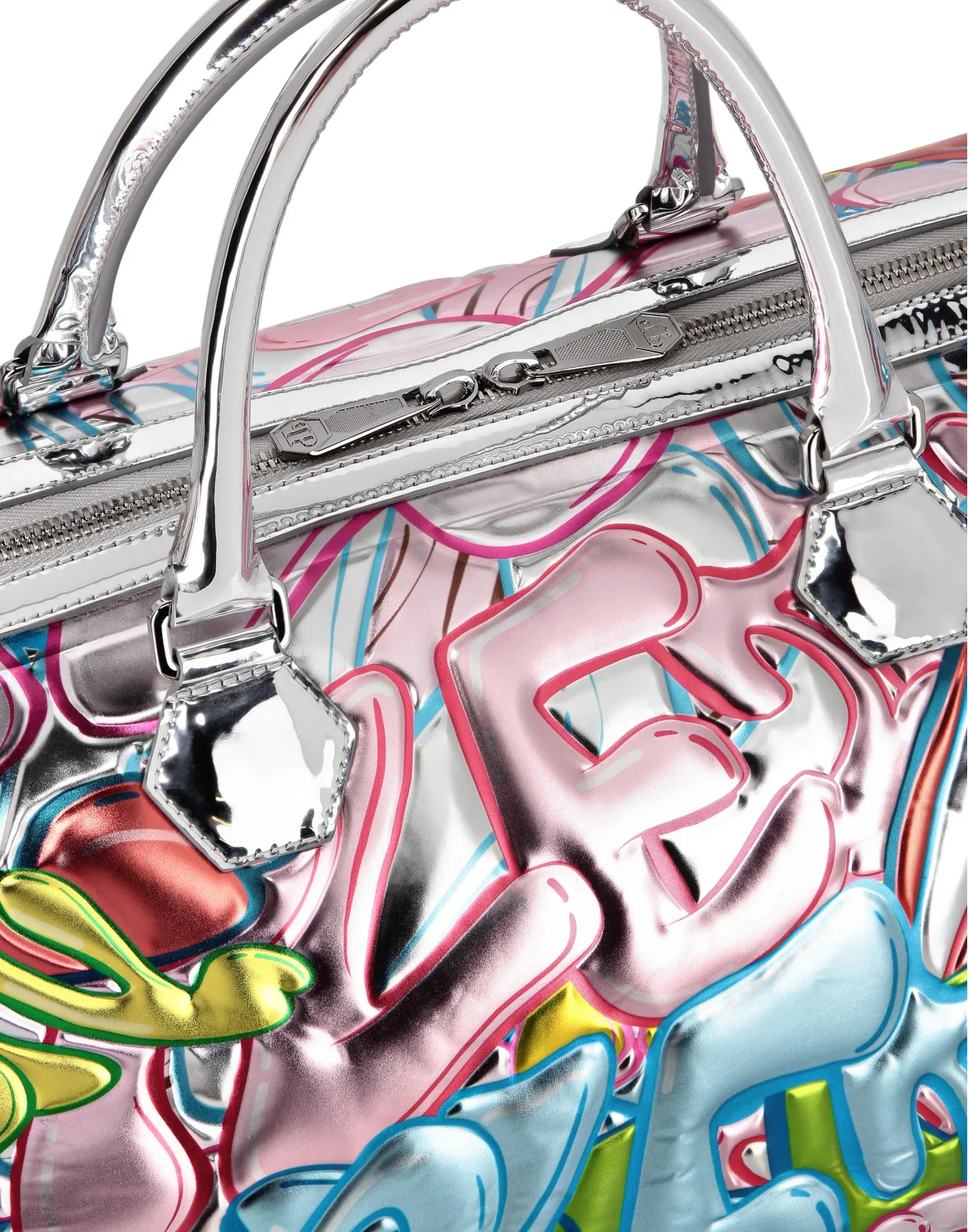 Mirror Leather Handle Bag Bombing Graffiti, цвет: Мультиколор