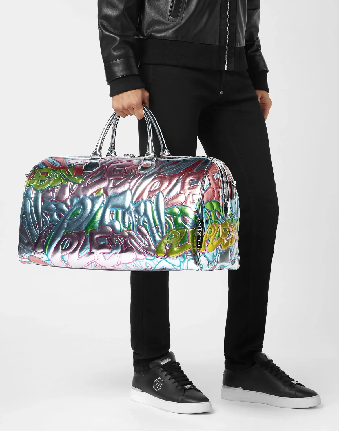 Mirror Leather Handle Bag Bombing Graffiti, цвет: Мультиколор