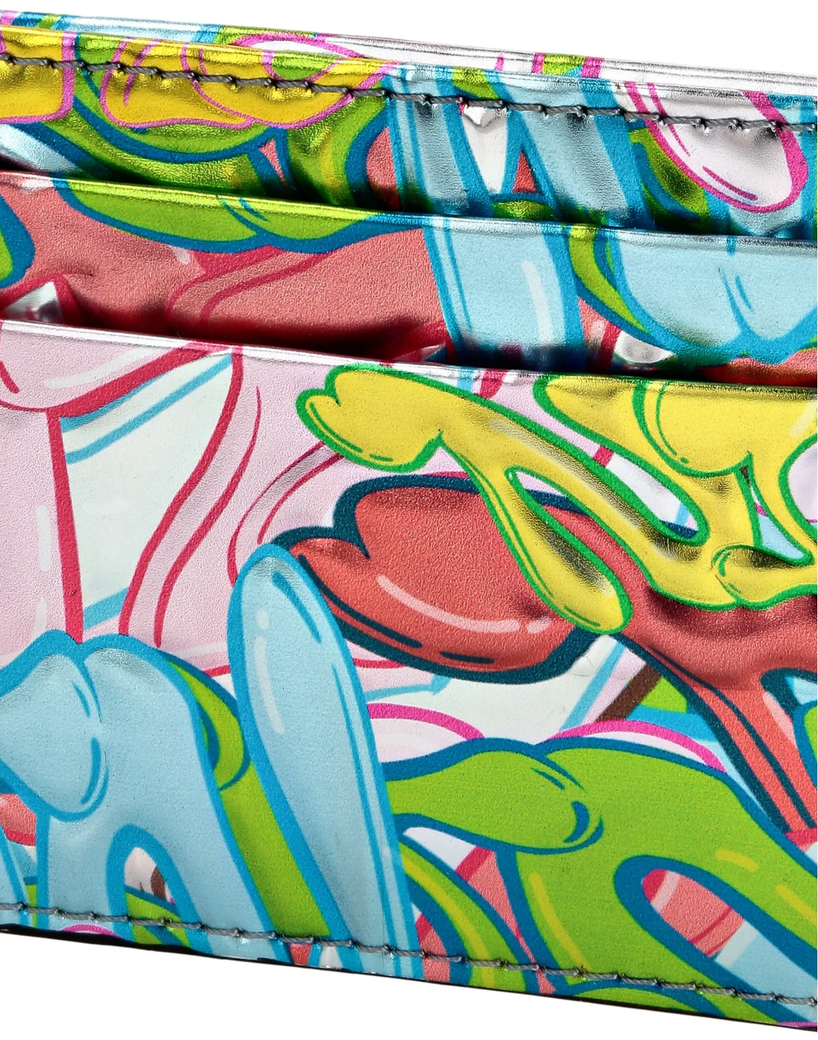 Mirror Leather Credit Cards Holder Bombing Graffiti, цвет: Мультиколор