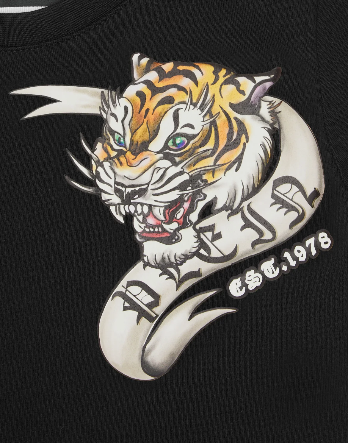 T-shirt Round Neck Tiger, цвет: Черный