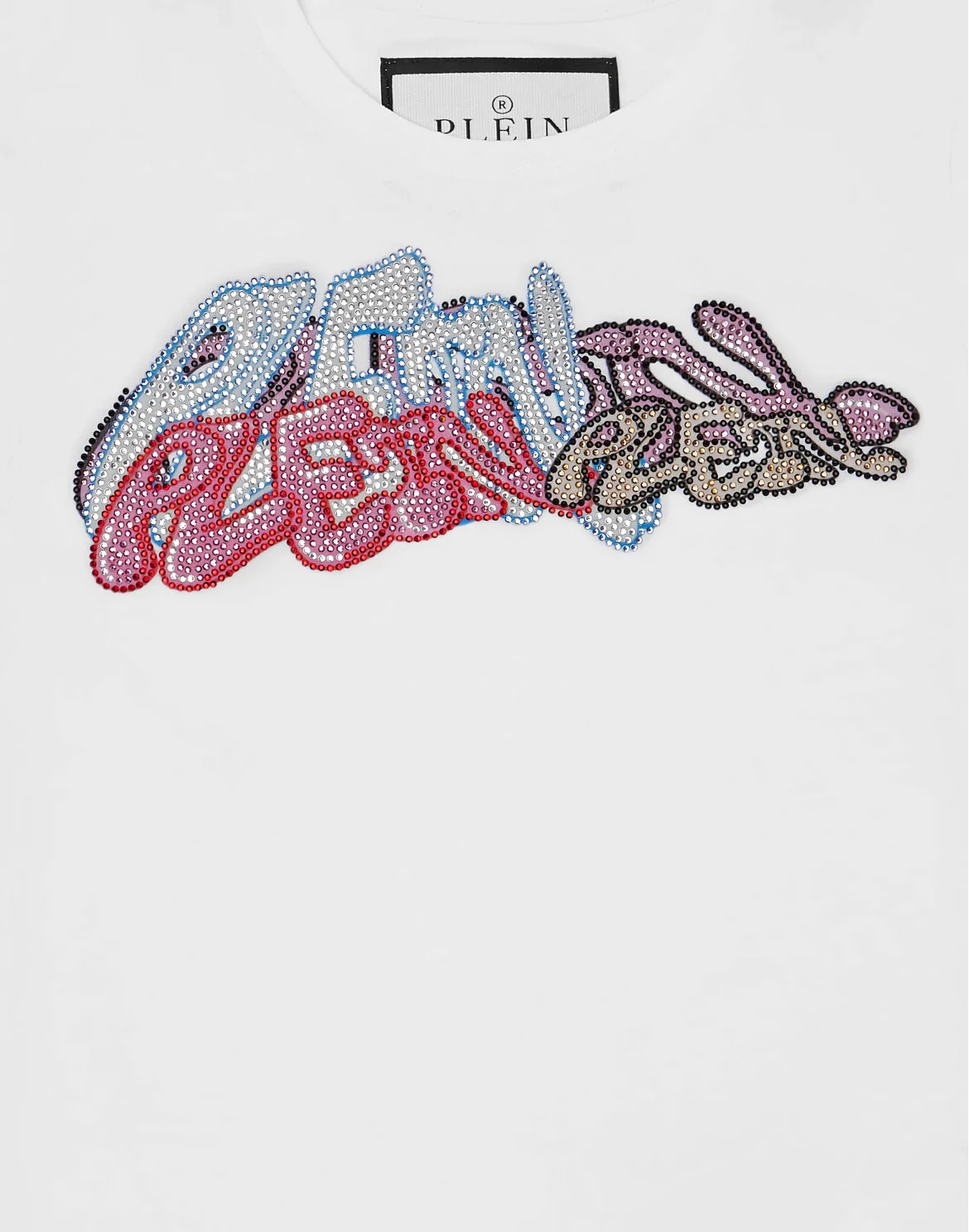 T-Shirt Round Neck with Crystals Bombing Graffiti, цвет: Белый