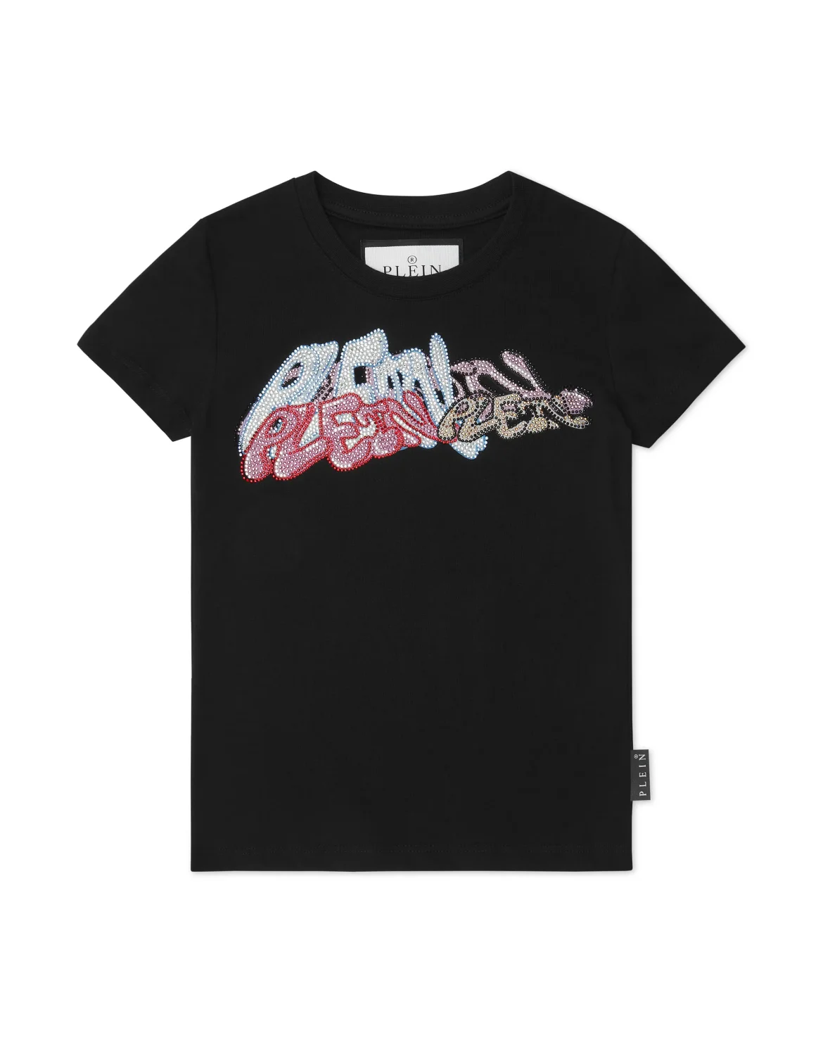 T-Shirt Round Neck with Crystals Bombing Graffiti, цвет: Черный
